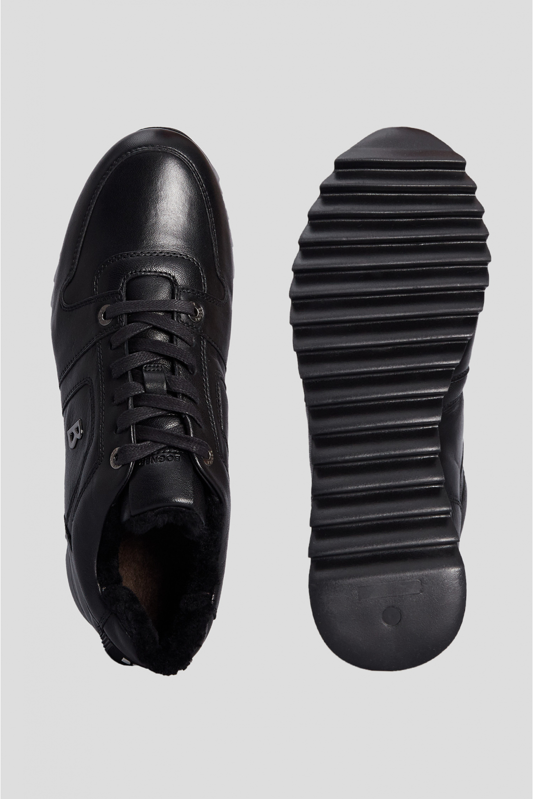 Мужские черные кожаные кроссовки - 3