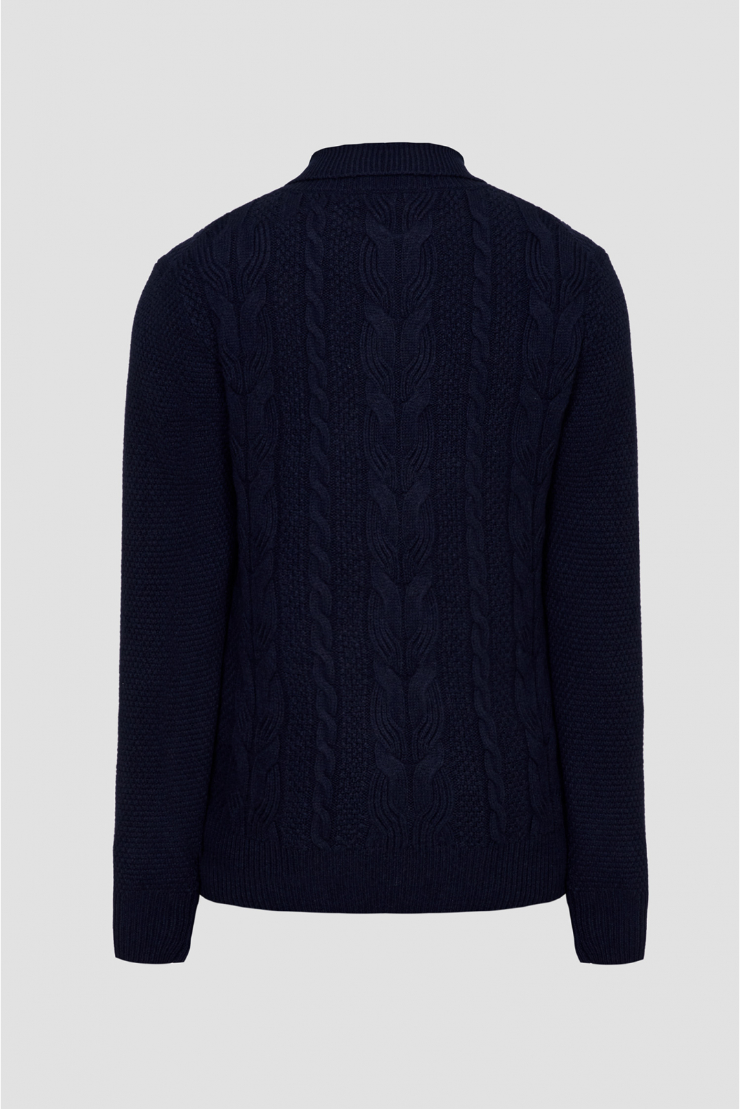 Мужской темно-синий шерстяной свитер - 2