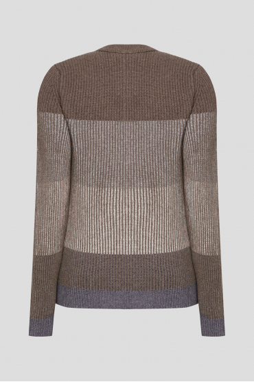 Чоловічий коричневий вовняний светр - 2