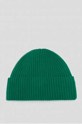 Женская зеленая шерстяная шапка