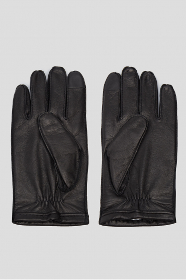 Мужские черные кожаные перчатки - 2