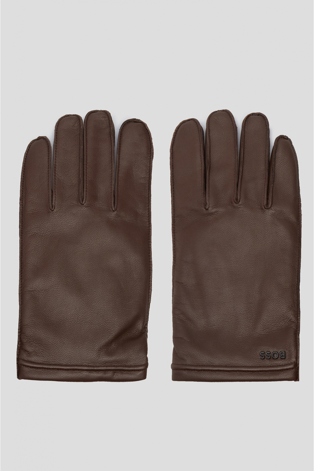 Мужские темно-коричневые кожаные перчатки - 1