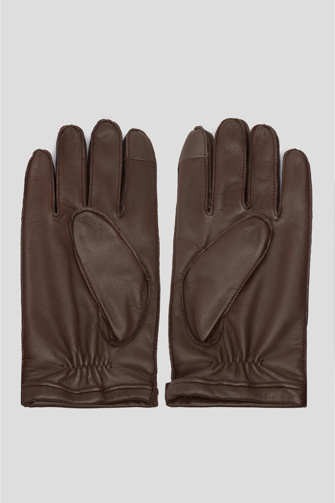 Мужские темно-коричневые кожаные перчатки - 2