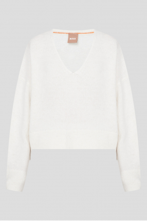 Женский белый шерстяной пуловер