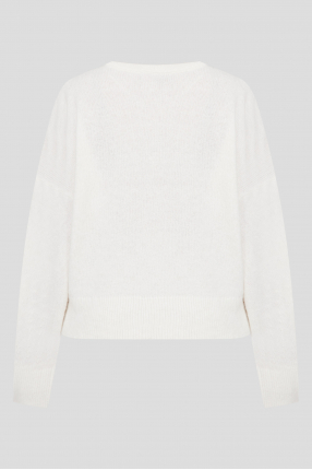 Жіночий білий вовняний пуловер 1