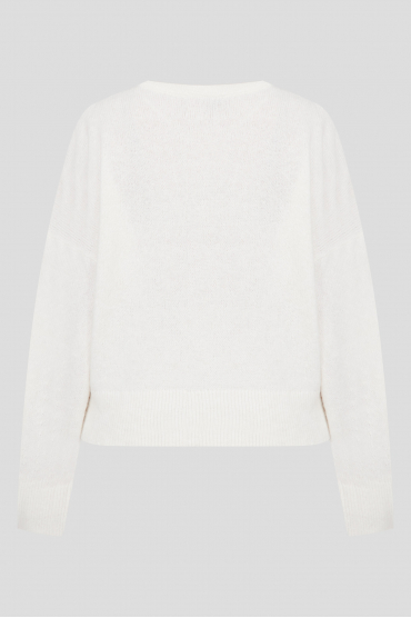 Женский белый шерстяной пуловер - 2