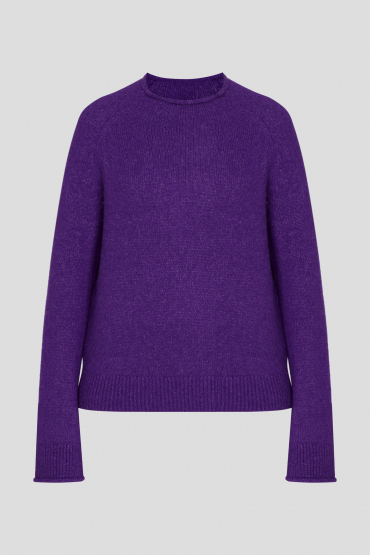 Жіночий фіолетовий вовняний светр - 1