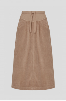 Женская коричневая вельветовая юбка