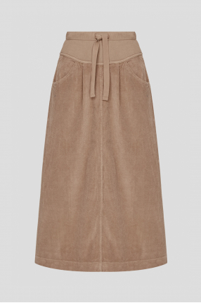 Женская коричневая вельветовая юбка
