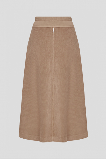 Женская коричневая вельветовая юбка - 2