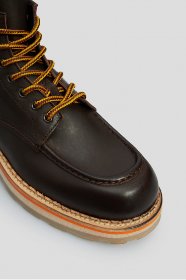 Мужские темно-коричневые кожаные ботинки - 4