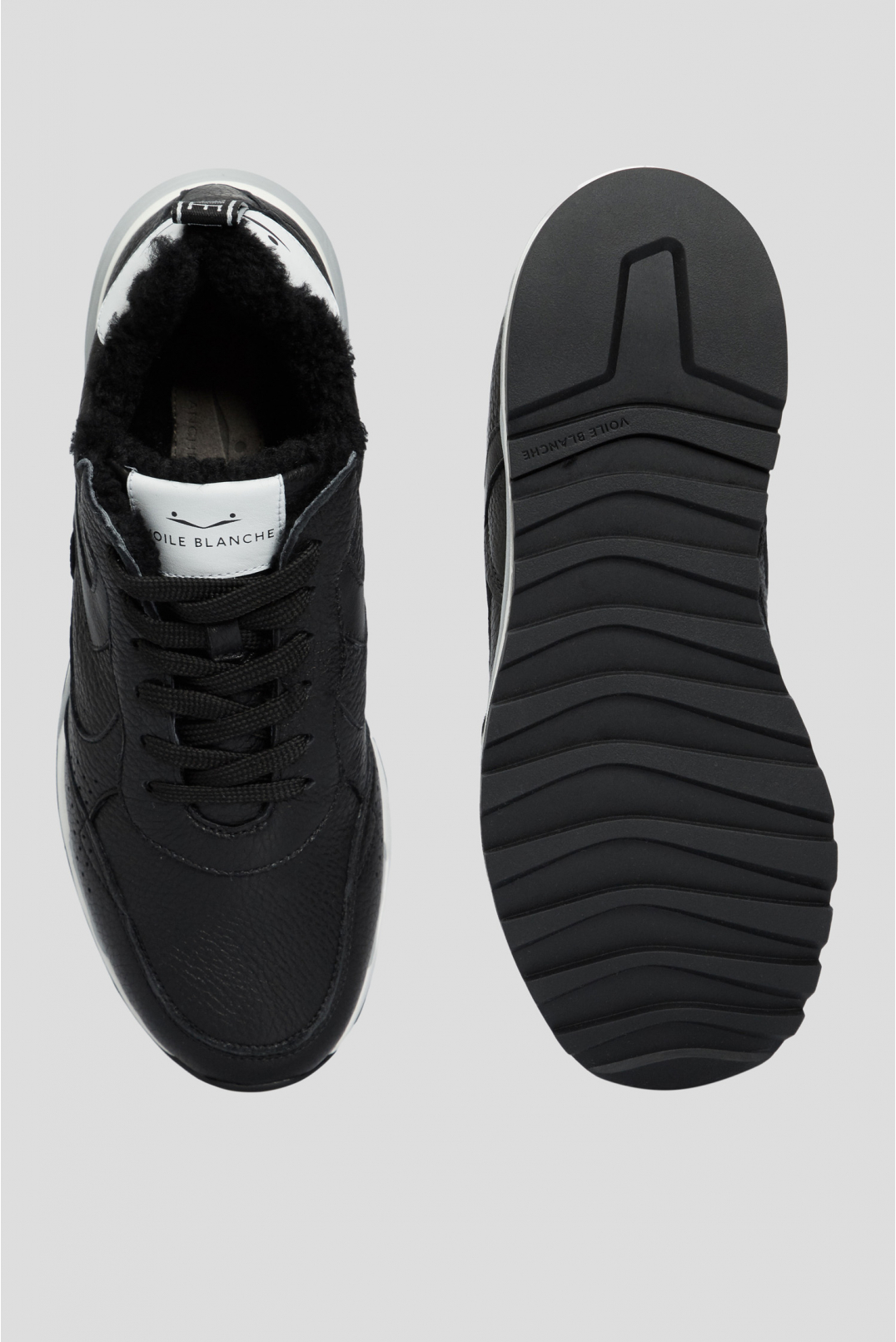 Мужские черные кожаные кроссовки - 4