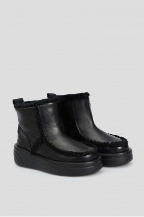 Женские черные кожаные ботинки 1