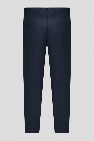 Мужские темно-синие шерстяные брюки с узором - 2
