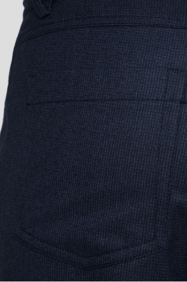 Мужские темно-синие шерстяные брюки с узором - 4