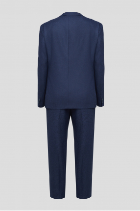 Мужской темно-синий шерстяной костюм с узором (пиджак, брюки) 1