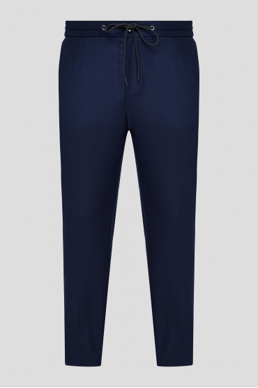 Мужские темно-синие шерстяные брюки - 1