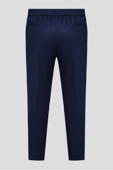 Мужские темно-синие шерстяные брюки - 2