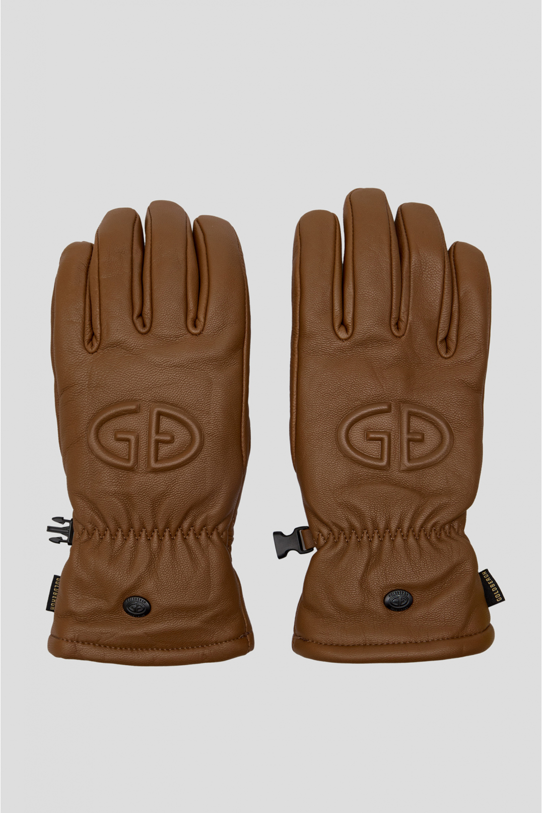 Женские коричневые кожаные лыжные перчатки - 1