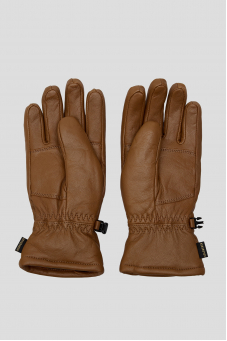 Жіночі коричневі шкіряні лижні рукавички  1