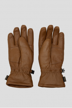 Жіночі коричневі шкіряні лижні рукавички  1