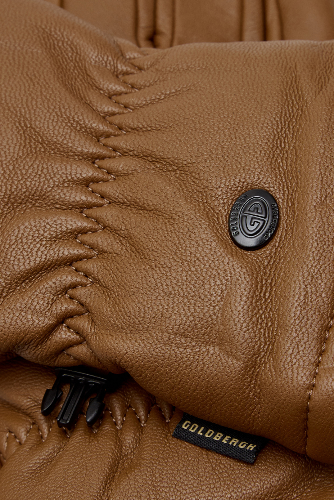 Жіночі коричневі шкіряні лижні рукавички  - 3