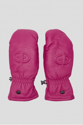 Жіночі малинові шкіряні лижні рукавички 