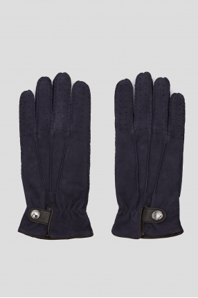 Чоловічі темно-сині замшеві рукавички 