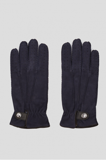 Мужские темно-синие замшевые перчатки - 1