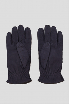 Чоловічі темно-сині замшеві рукавички  1