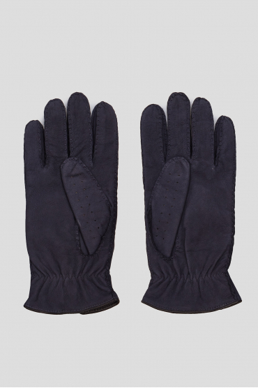 Чоловічі темно-сині замшеві рукавички  - 2