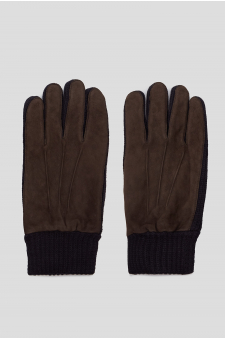 Чоловічі коричневі замшеві рукавички