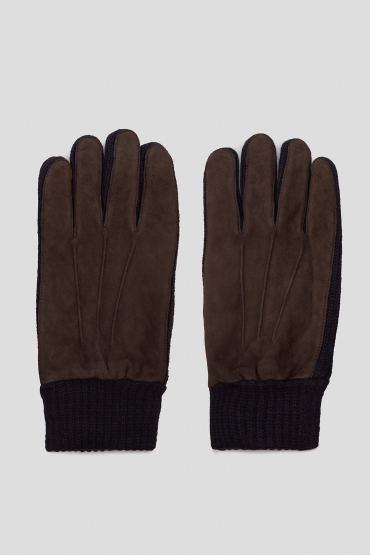 Чоловічі коричневі замшеві рукавички - 1