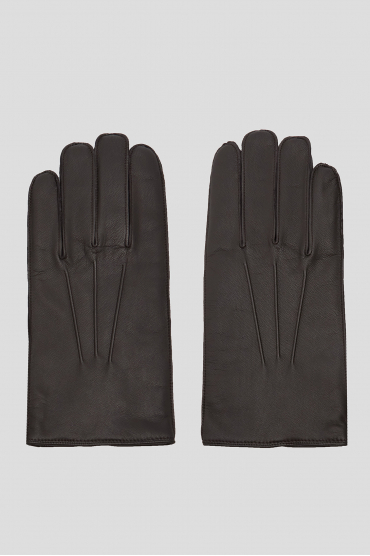 Чоловічі коричневі шкіряні рукавички - 1
