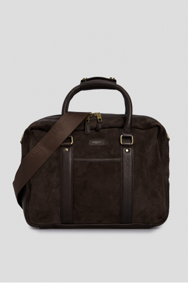 Мужская коричневая замшевая сумка - 1