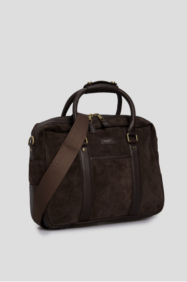 Чоловіча коричнева замшева сумка  - 2