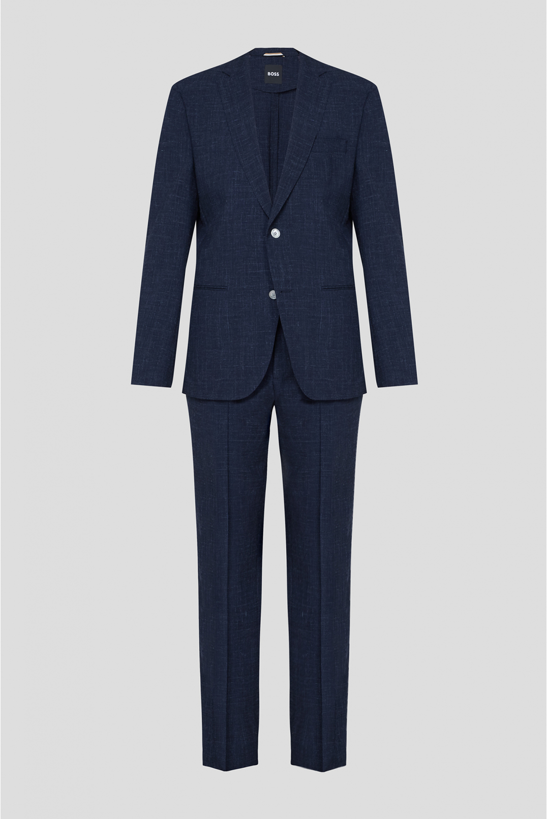 Мужской темно-синий шерстяной костюм (пиджак, брюки) - 1
