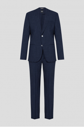 Мужской темно-синий шерстяной костюм (пиджак, брюки)