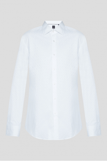 Мужская белая рубашка с узором - 1