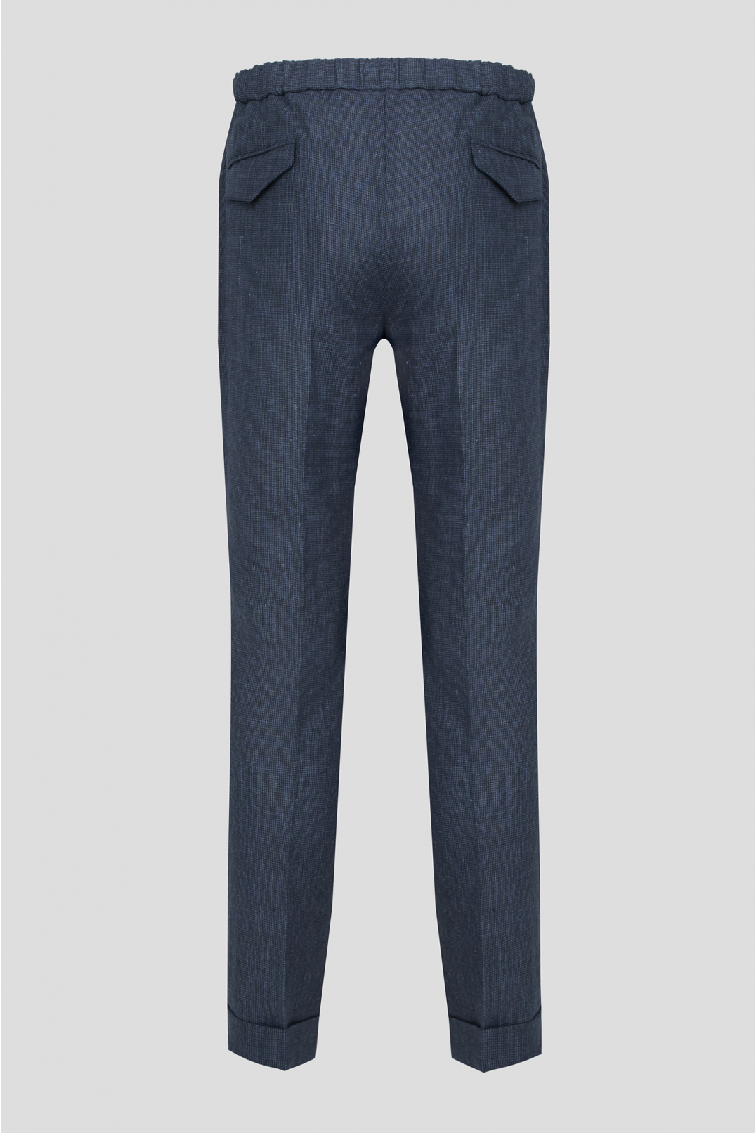 Мужские темно-синие льняные брюки с узором - 2