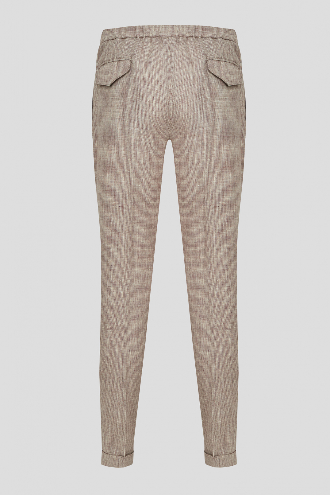 Чоловічі бежеві лляні брюки з візерунком - 2