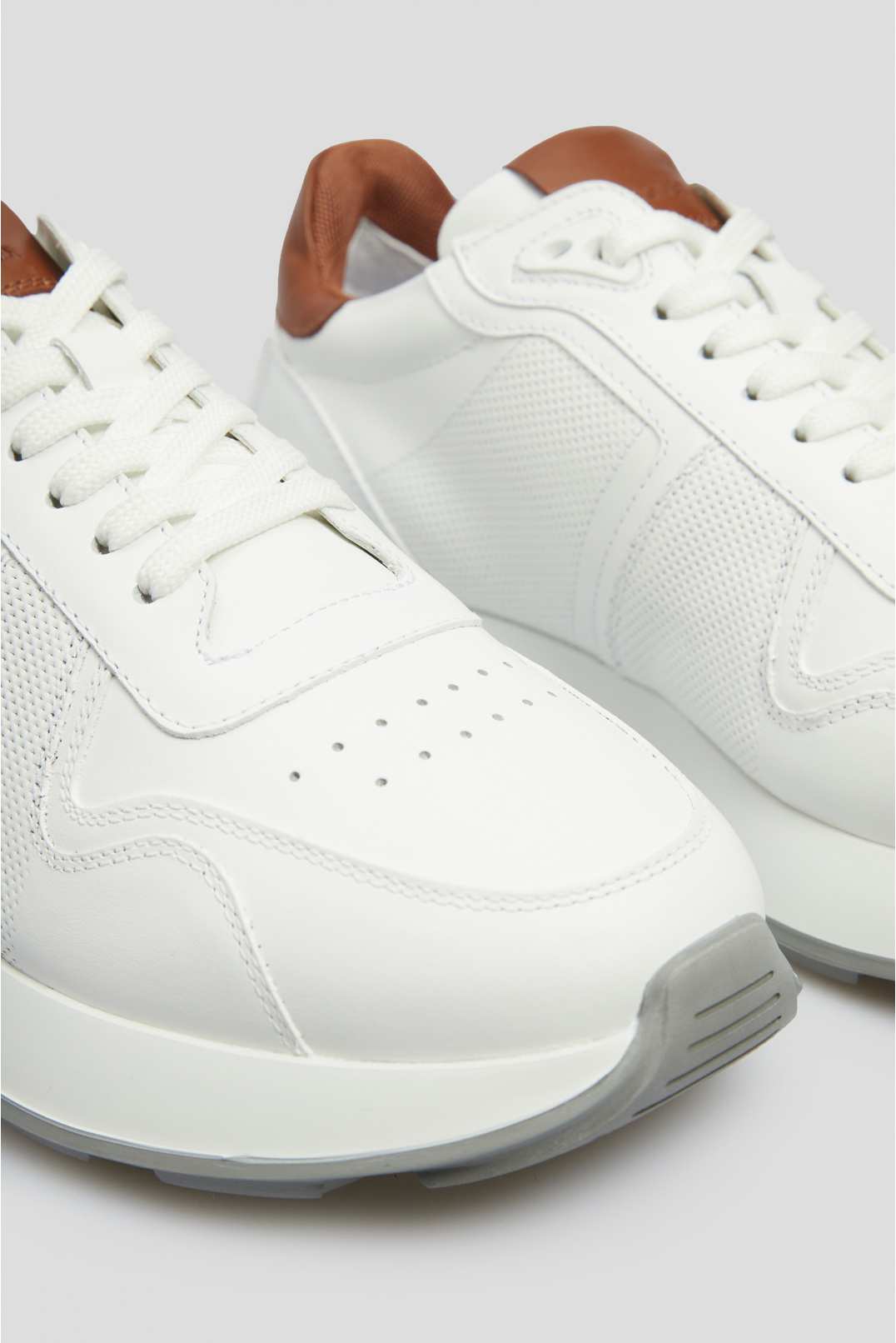 Мужские белые кожаные кроссовки - 5