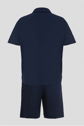 Мужской темно-синий костюм (рубашка, шорты) 1