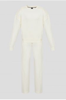 Жіночий білий костюм (світшот, брюки)