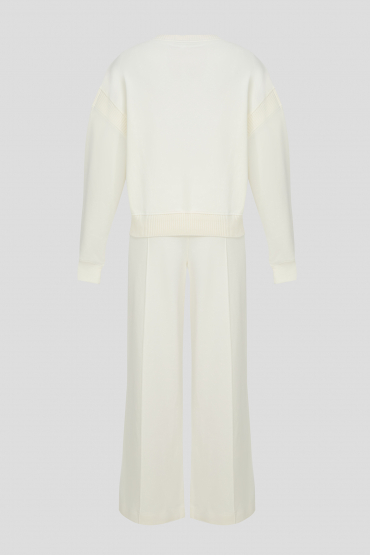 Жіночий білий костюм (світшот, брюки) - 2