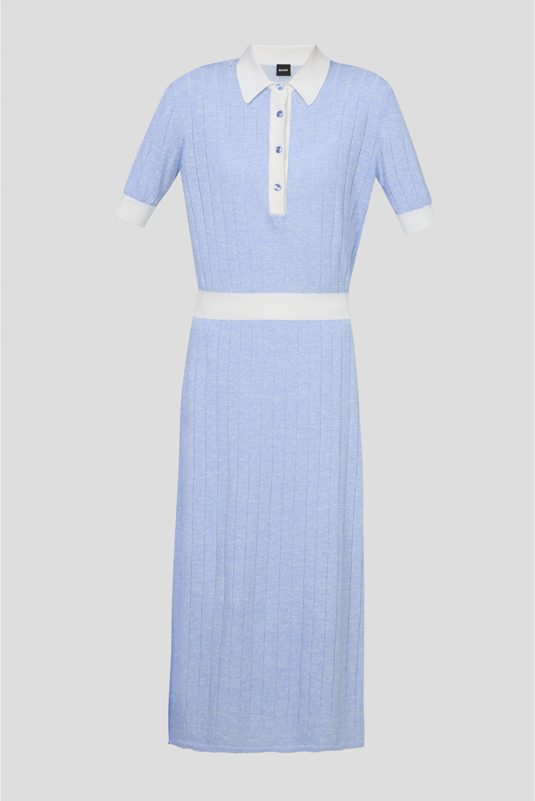 Женское голубое льняное платье - 1