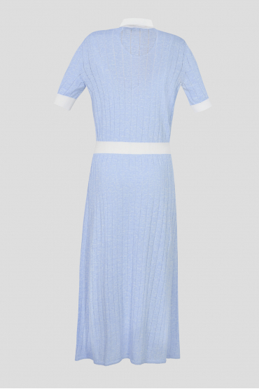 Жіноча блакитна лляна сукня  - 2