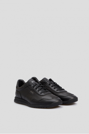 Мужские черные кожаные кроссовки - 2