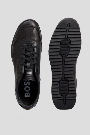 Мужские черные кожаные кроссовки - 4