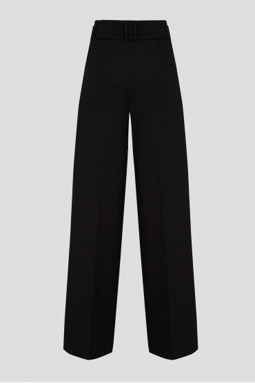Женские черные льняные брюки - 2